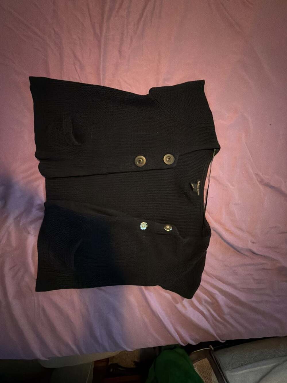 Sydney Easton Black Knit Short Sleeve Button Front cardigan